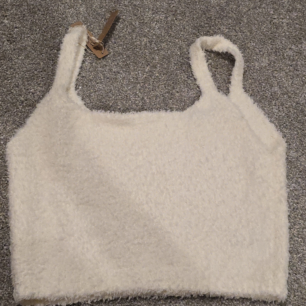 Skims Cozy Cream Fuzzy Tank Top